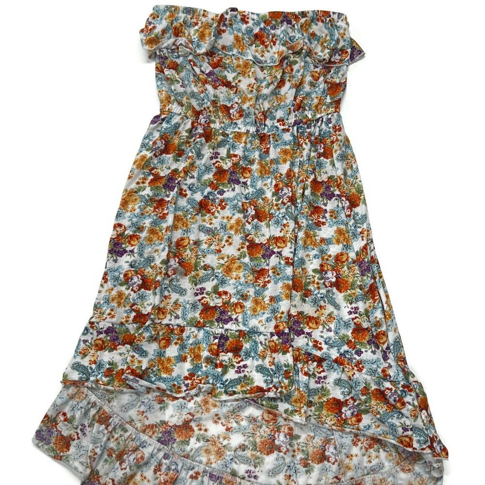 Route 66 Floral High Low Dress‎ Large Sleeveless Strapless